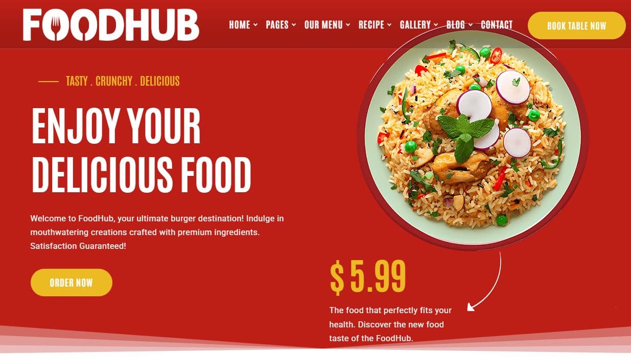 FoodHub Restaurant Website Demo website preview