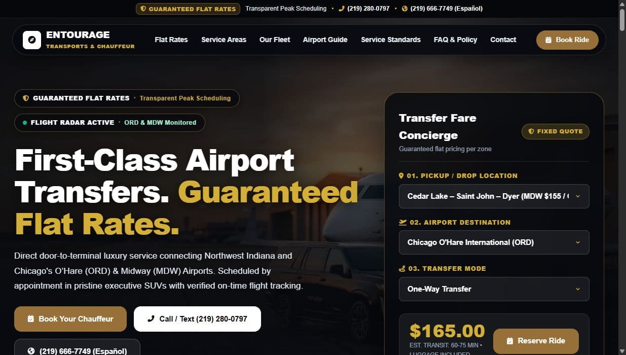 Entourage Transports Website & Online Booking website preview